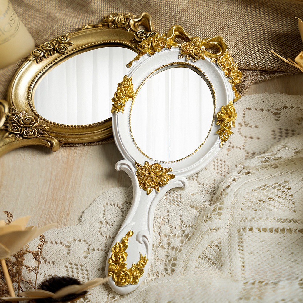Beauty Rose Makeup - Vintage handspiegel ijdelheid make-up compact reizen