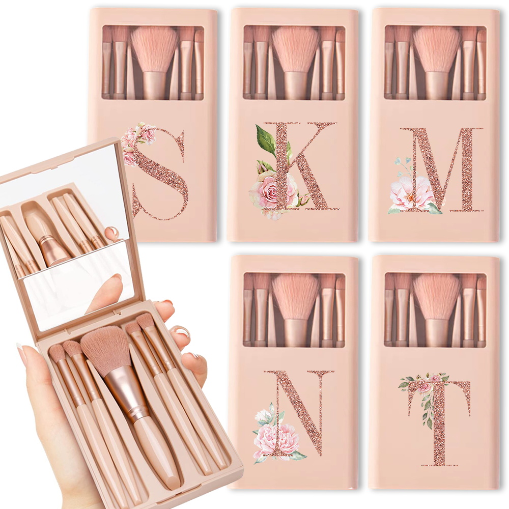 Beauty Rose Makeup - 5-delige cosmetische borstelset met spiegel en