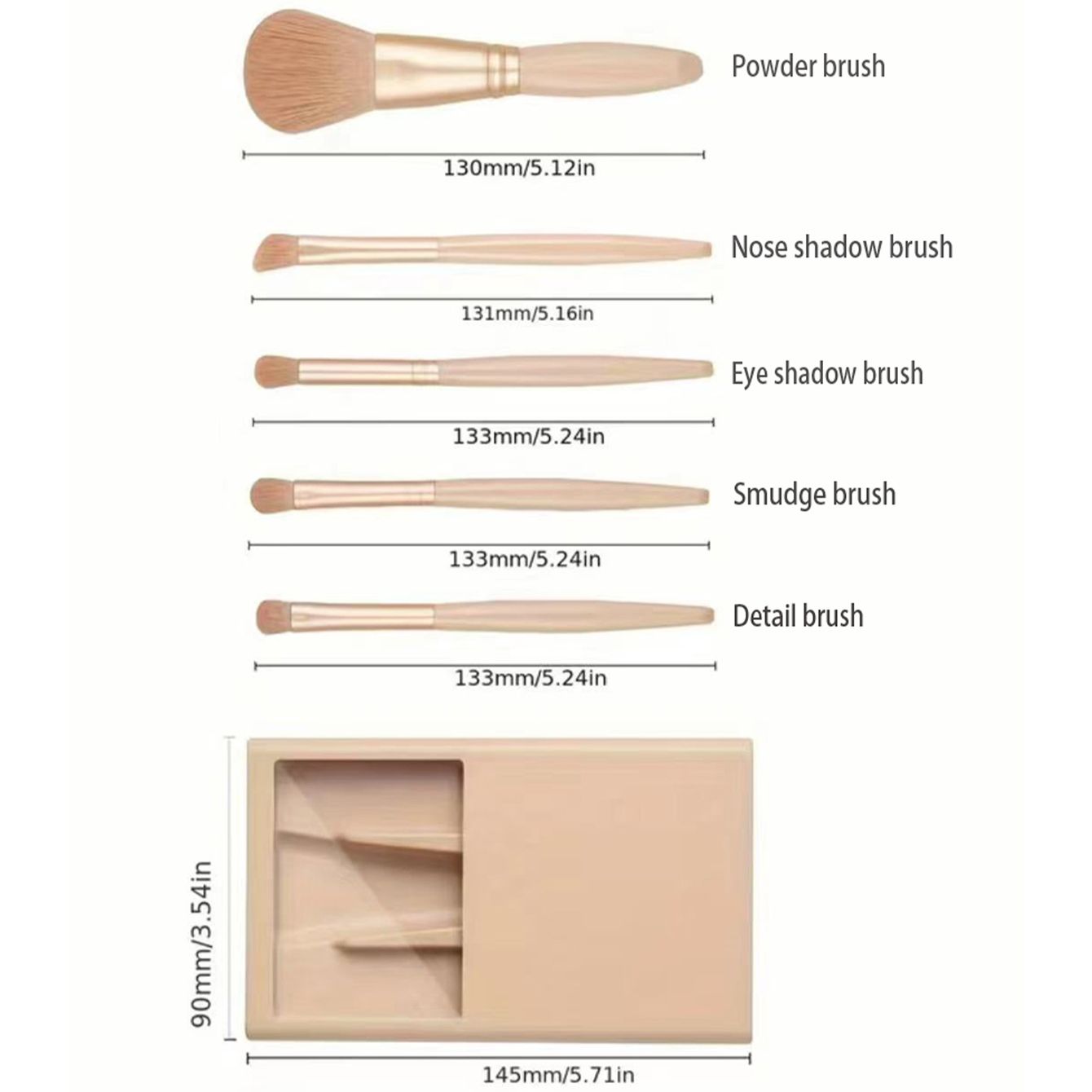 5-delige cosmetische borstelse - Beauty Rose Makeup recensie en prijs